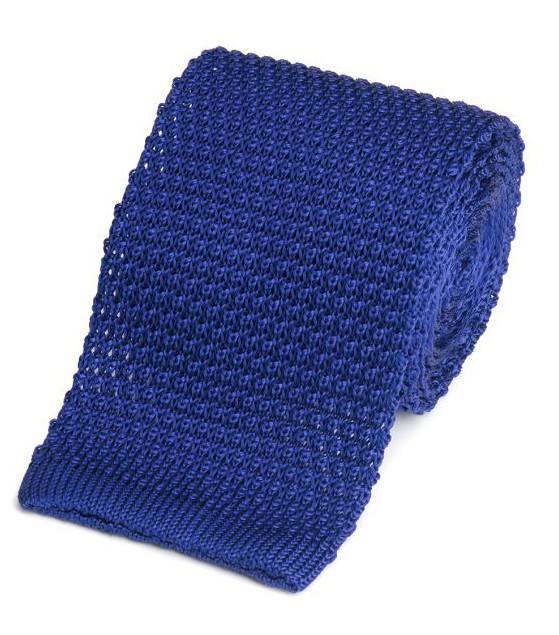 Knitted Silk Tie In Royal Blue