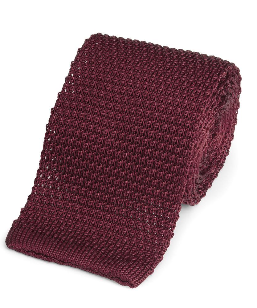 Knitted Silk Tie In Burgundy