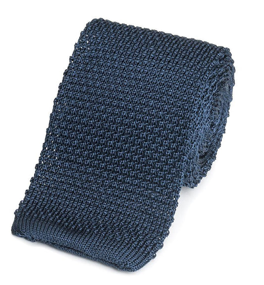 Knitted Silk Tie In Navy