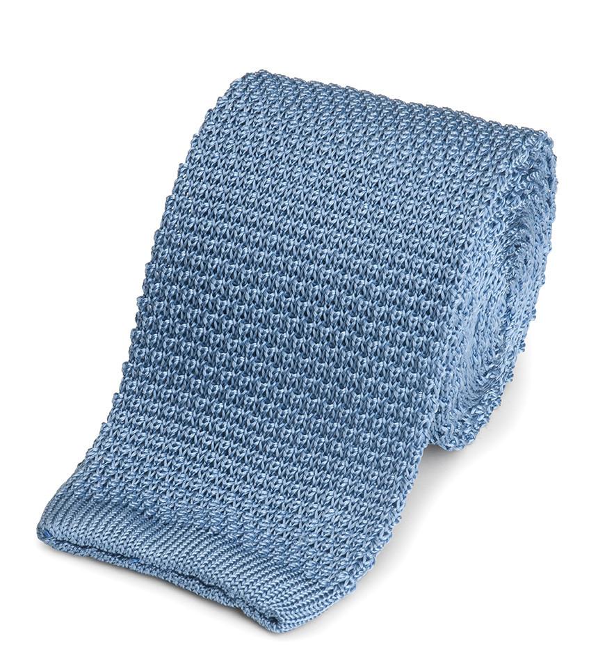 Knitted Silk Tie In Sky Blue