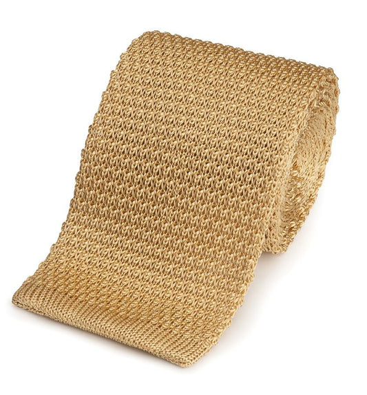 Knitted Silk Tie In Yellow