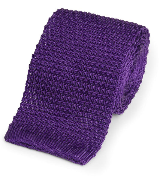 Knitted Silk Tie In Purple