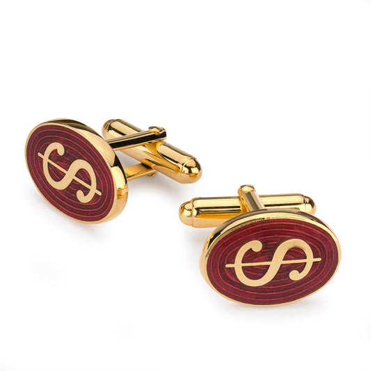 Dollar Cufflinks In Red Enamel