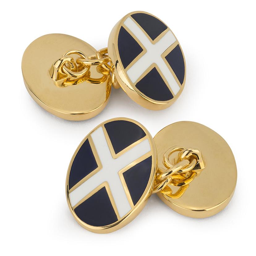 St Andrews Cross Enamel Chain Cufflinks