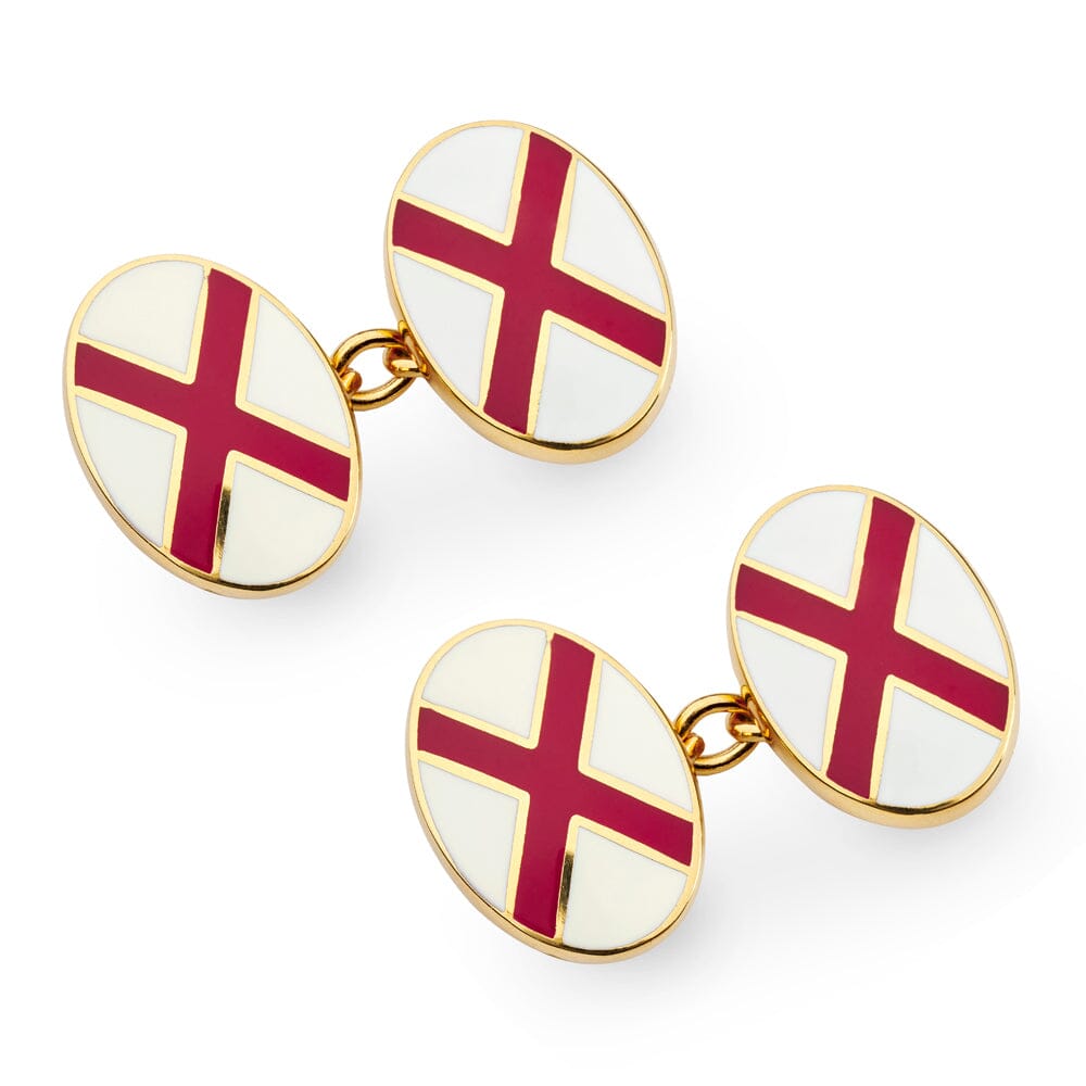 St Patricks Cross Enamel Chain Cufflinks In Gold