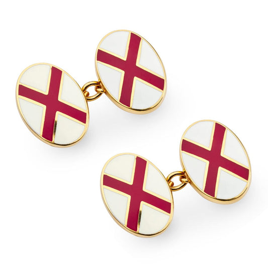 St Patricks Cross Enamel Chain Cufflinks In Gold