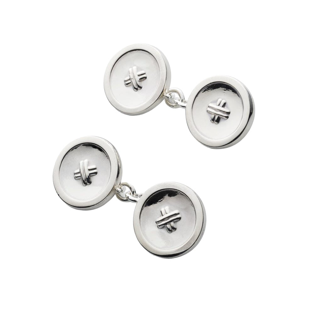 Button Cufflinks In Sterling Silver