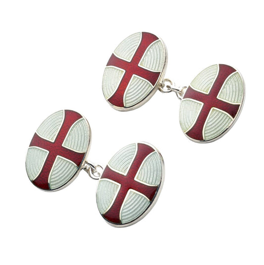 Cross Cloisonne Sterling Silver Cufflinks In Red