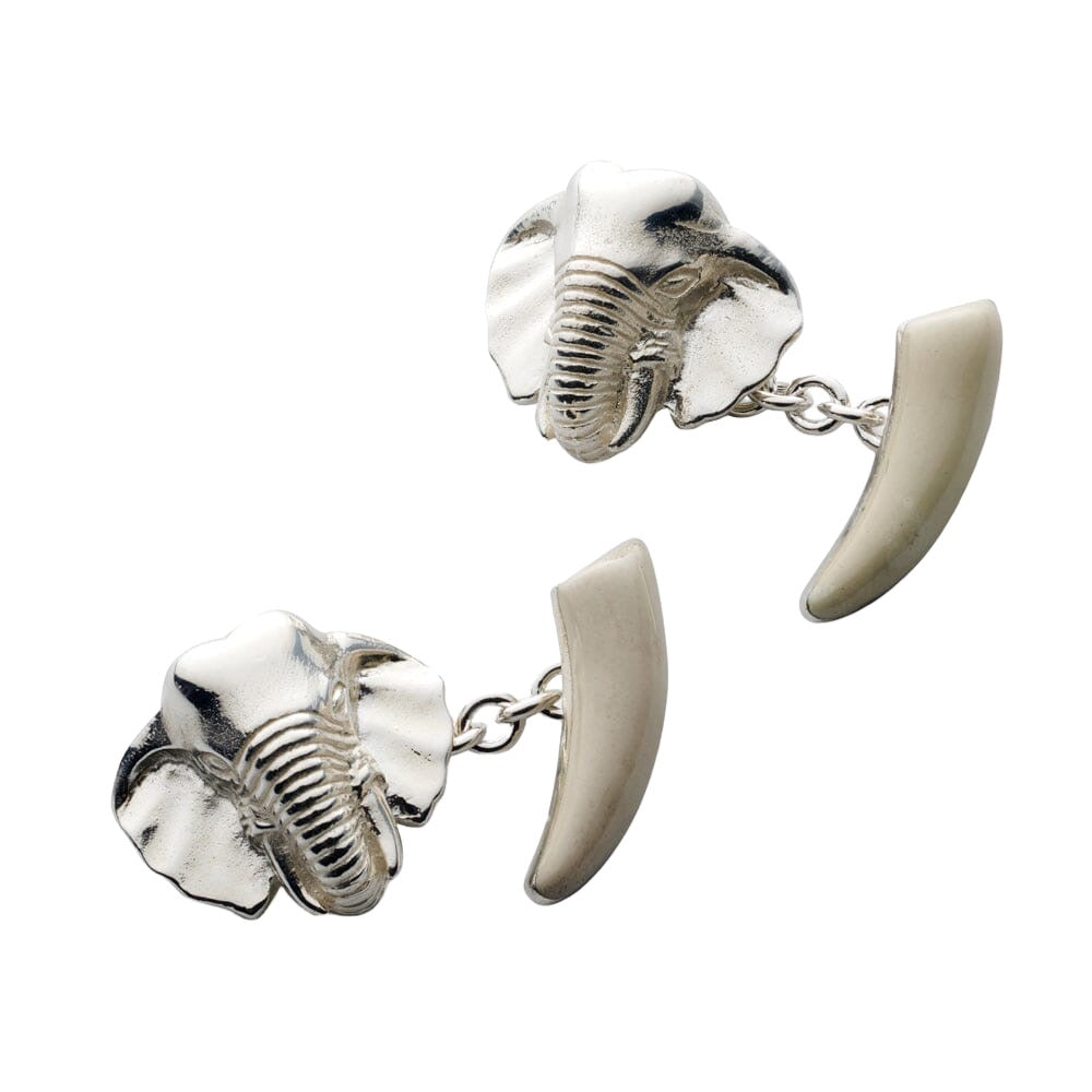 Elephant Head And Tusk Sterling Silver Cufflinks