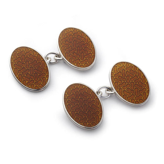 Peanut Sterling Silver Cloisonné Cufflinks In Amber