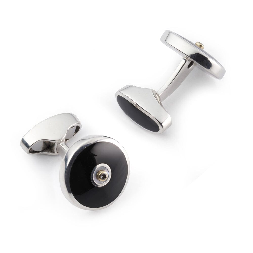 Sterling Silver Cufflinks With Onyx And Diamond