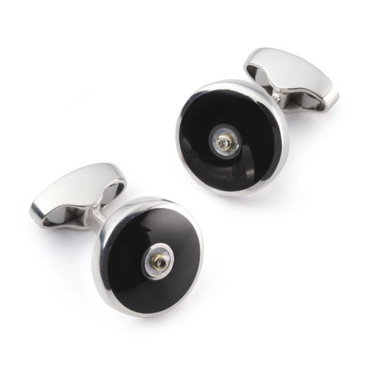 Sterling Silver Cufflinks With Onyx And Diamond