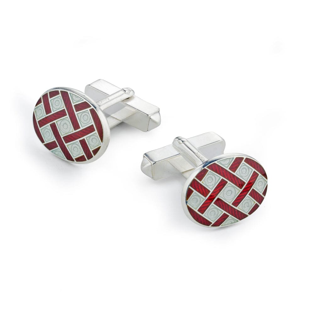 Weave Sterling Silver Cufflinks In Cream