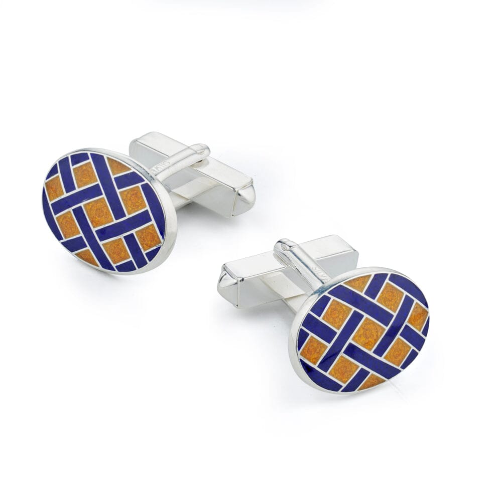 Weave Sterling Silver Cufflinks In Yellow