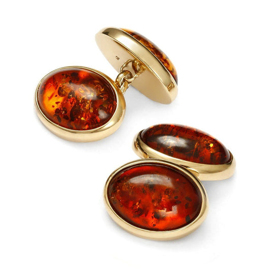 Baltic Amber Chain Sterling Silver Cufflinks In Gold