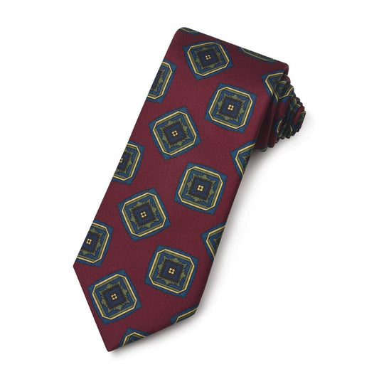 Art Deco Ancient Madder Silk Tie In Burgundy