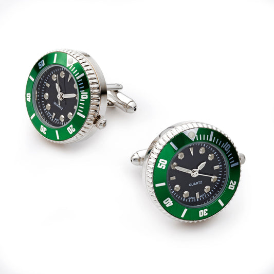 Working Watch Cufflinks In Green