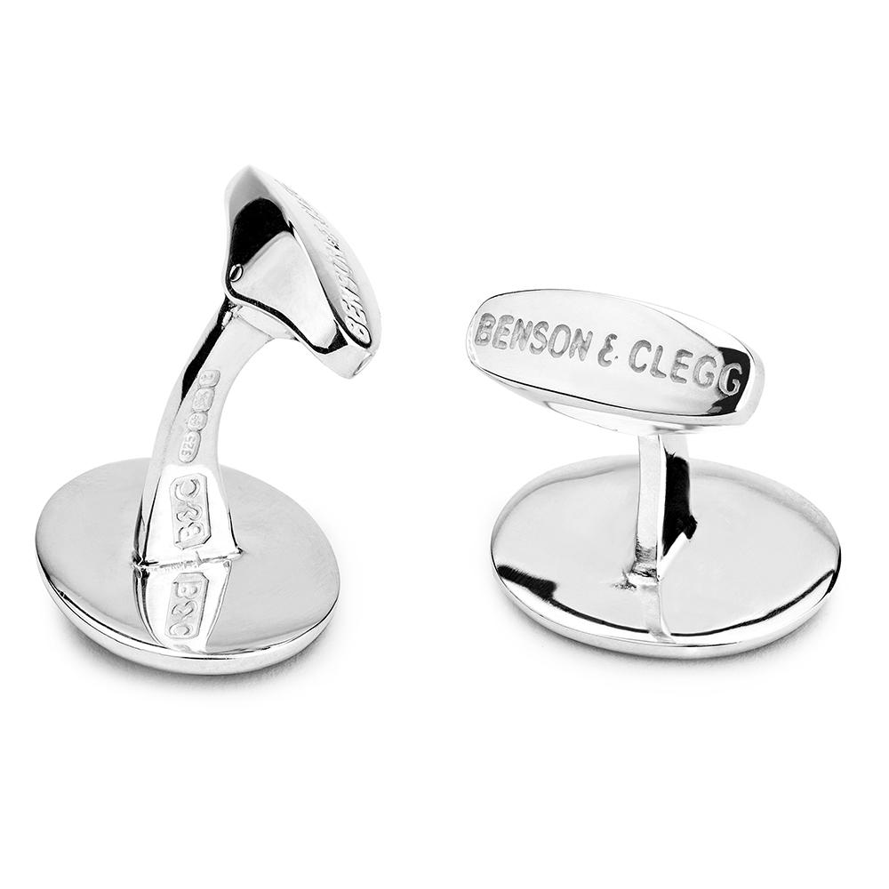 Mother of Pearl Sterling Silver Round Cufflinks