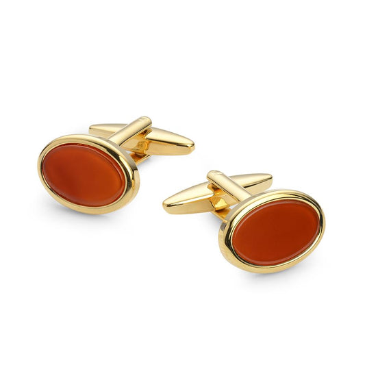 Oval Carnelian Gold Plated Cufflinks