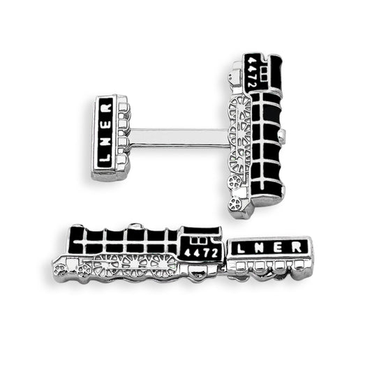 Vintage Steam Train Sterling Silver Cufflinks