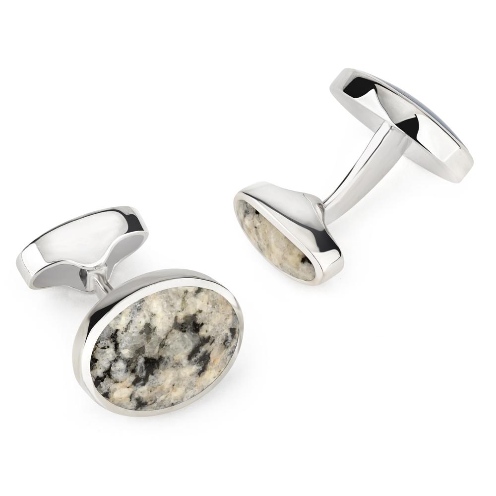 Sterling Silver Oval Cufflinks With Kemnay Stone