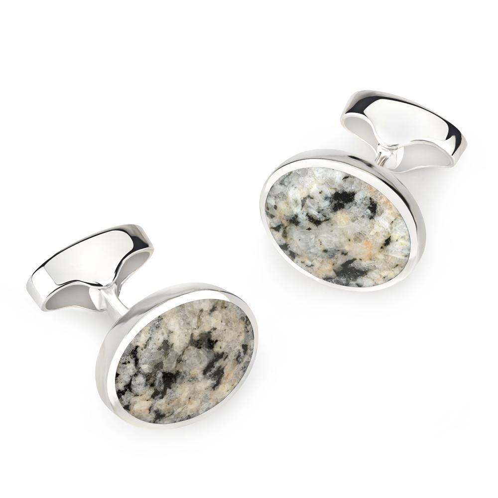 Sterling Silver Oval Cufflinks With Kemnay Stone