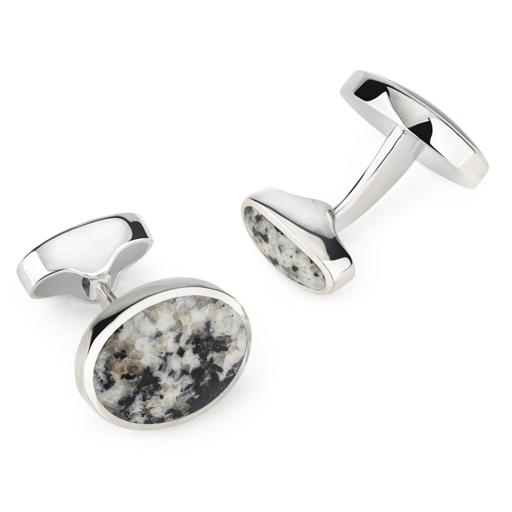 Sterling Silver Oval Cufflinks With Donegal Stone