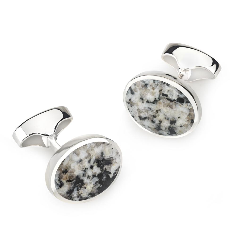 Sterling Silver Oval Cufflinks With Donegal Stone