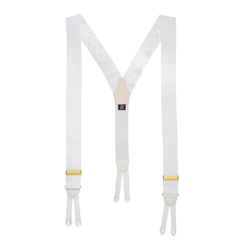 Silk Moire Braces In White